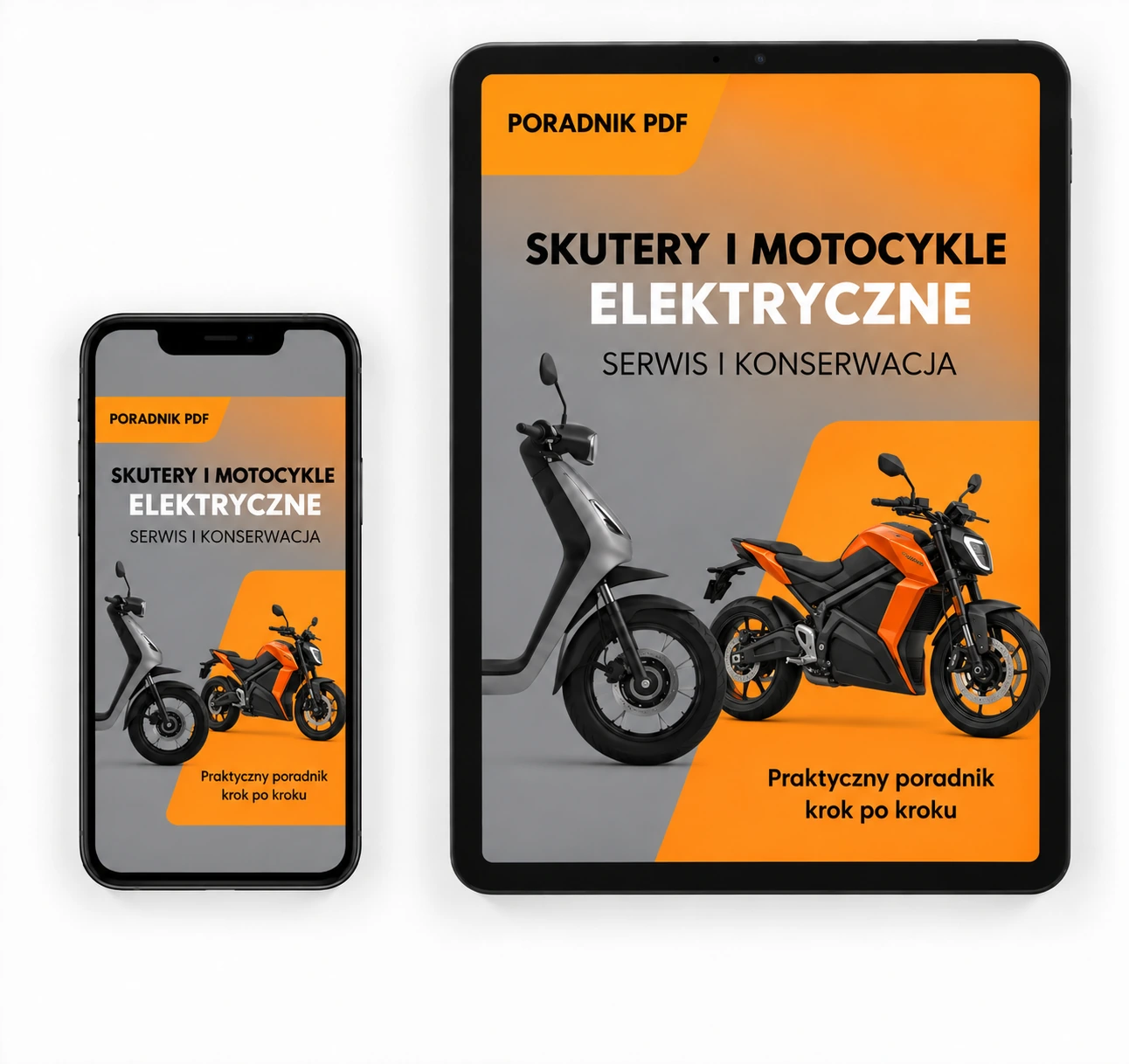 Mockup poradnika PDF na tablecie i telefonie